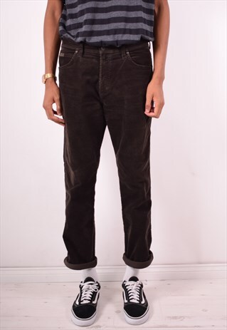 WRANGLER MENS VINTAGE CORDUROY TROUSERS W34 L31 BROWN 90S