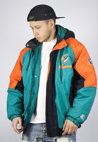 VINTAGE MENS STARTER MIAMI DOLPHINS WINTER BIG LOGO JACKET