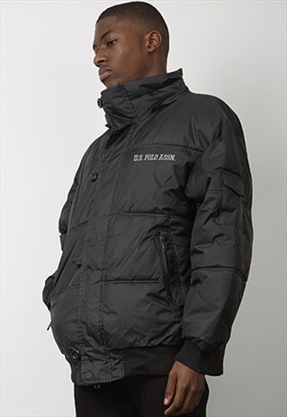 VINTAGE 90'S U.S. POLO ASSN. OVERSIZED BLACK PUFFER COAT