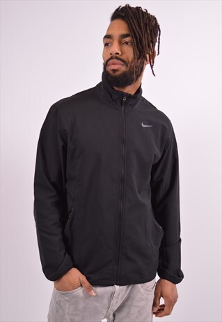 NIKE MENS TRACKSUIT TOP JACKET MEDIUM BLACK VINTAGE