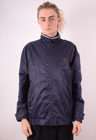 FRED PERRY MENS VINTAGE RAIN JACKET MEDIUM BLUE 90S