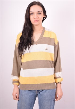 PUMA WOMENS VINTAGE JUMPER SWEATER MEDIUM MULTI 90'S