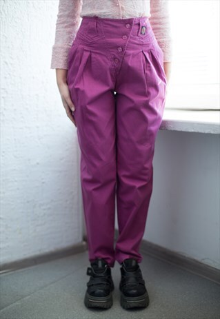 VINTAGE 80'S HIGH WAISTED PURPLE CARROT TROUSERS