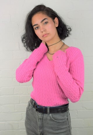 VINTAGE 90'S TOMMY HILFIGER CABLE-KNIT JUMPER