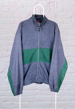 Vintage Champion Fleece Jacket Grey Green XL