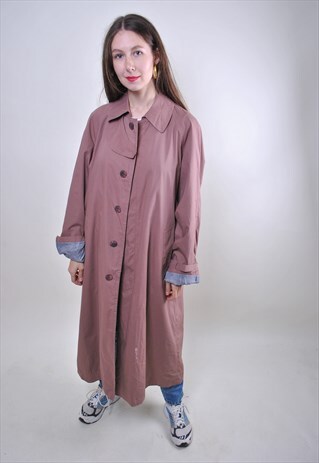 VINTAGE WOMAN OVERSIZE BUTTONS CLASSIC PURPLE TRENCH JACKET