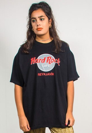 VINTAGE 90'S HARD ROCK CAFE BLACK REYKJAVIK T-SHIRT