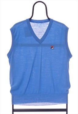 Vintage Fila Blue Logo Sweater Vest Mens