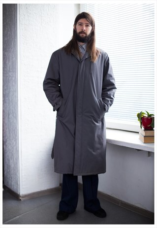VINTAGE 80'S GREY BELTED COAT