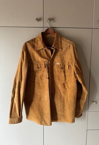 VINTAGE ACTION BROWN LEATHER SHIRT. SIZE 50