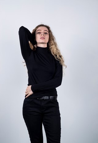VINTAGE 1990S BLACK TURTLE NECK JUMPER