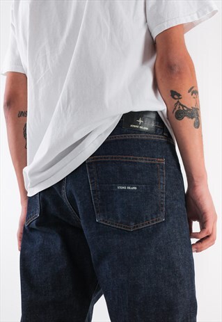 VINTAGE STONE ISLAND DENIM PANTS TROUSERS DARK BLUE