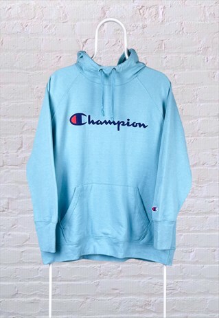 VINTAGE CHAMPION HOODIE BABY BLUE WOMEN'S XL