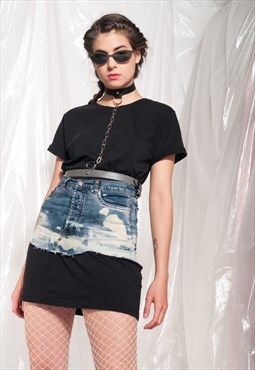 Vintage skirt belt 2000s Y2K acid tie-dye bleach crop mini