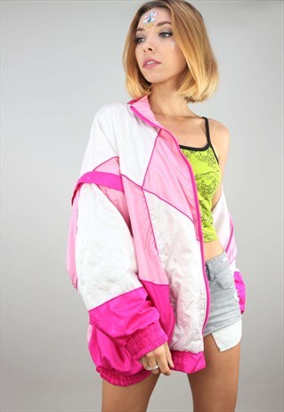 VINTAGE 80S 90S OVERSIZED FESTIVAL SHELL WINDBREAKER JACKET