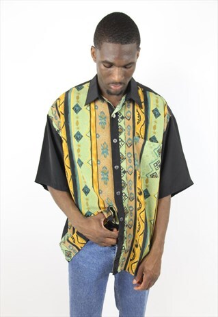 VINTAGE ABSTRACT 90'S PATTERNED SHIRT