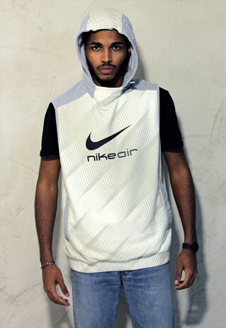 WHITE VINTAGE NIKE SLEEVLESS HOODIE A274