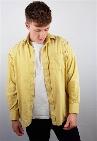 VINTAGE CORDUROY CORD CAUSAL SHIRT YELLOW