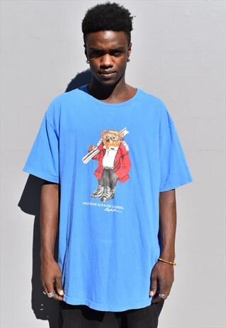 RARE VINTAGE 90S POLO BEAR RALPH LAUREN SKI T-SHIRT