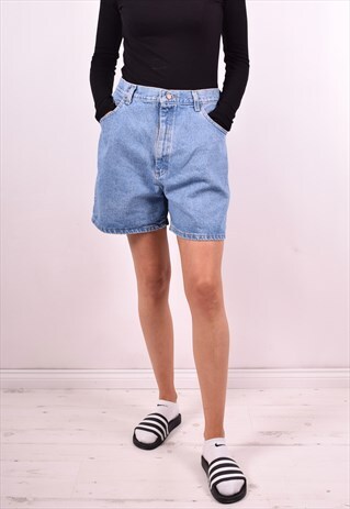 LEE WOMENS VINTAGE DENIM SHORTS W30 BLUE 90S