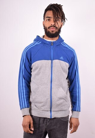 ADIDAS MENS VINTAGE HOODIE JACKET MEDIUM GREY 90S
