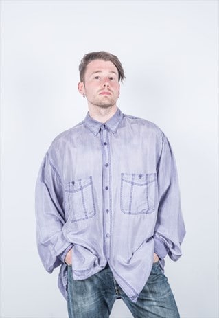 VINTAGE 1980S PURPLE SILK SHIRT