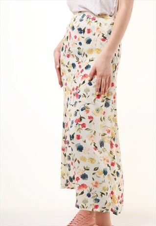 90S VINTAGE HIGH WAISTED MAXI LENGTH FLORAL SKIRT 632