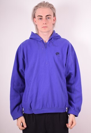 NIKE MENS VINTAGE FLEECE HOODIE JUMPER LARGE PURPLE 90S
