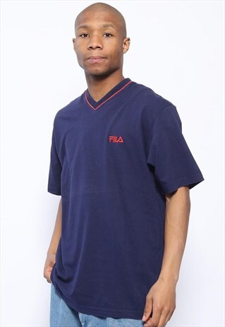 VINTAGE FILA LOGO T-SHIRT NAVY BLUE