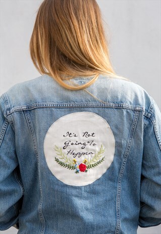 'IT'S NOT GOING TO HAPPEN' EMBROIDERED VINTAGE DENIM JACKET
