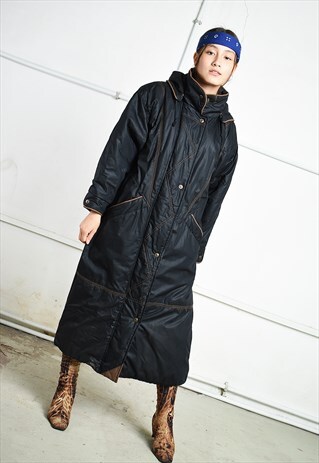 VINTAGE 80'S RETRO ATHLEISURE PUFFER LONGLINE PARKA COAT