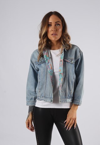 VINTAGE DENIM JACKET CROPPED UK 8 - 10 XS / S (JQ4V)