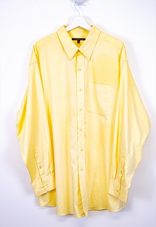 VINTAGE TOMMY HILFIGER SHIRT YELLOW SATIN MATERIAL BUTTON UP