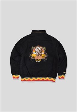 Vintage 90s LRG Rave Rasta Embroidered Bomber Jacket Black