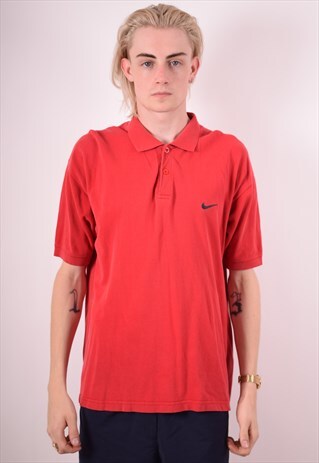 NIKE MENS VINTAGE POLO SHIRT LARGE RED 90S