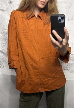 Striped Orange Overshirt Jacket / Shirt 