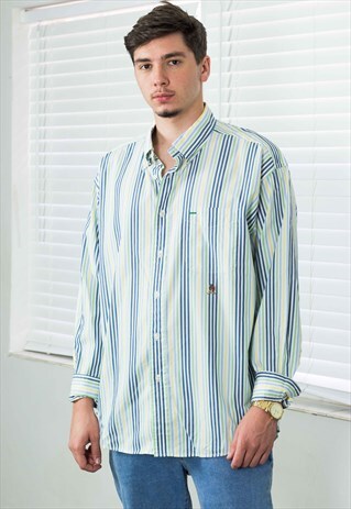 VINTAGE TOMMY HILFIGER SHIRT STRIPED LOGO 90S XL 9.6