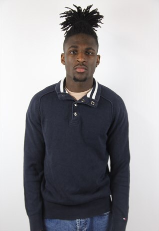 VINTAGE TOMMY HILFIGER BUTTONED NAVY JUMPER