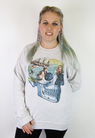 MERMAID SKULL ASH GREY SWEATER