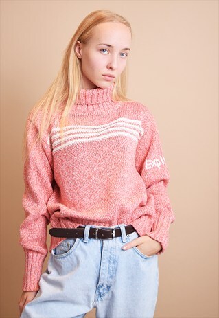 90'S COZY PASTEL ROLL-NECK KNITTED OVERSIZED JUMPER TOP