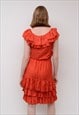 VINTAGE SILKY SPANISH MEXICAN TYPE RUFFLE DRESS POLKA DOT