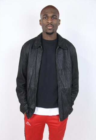 VINTAGE 90S HUGO BOSS BLACK WAX JACKET