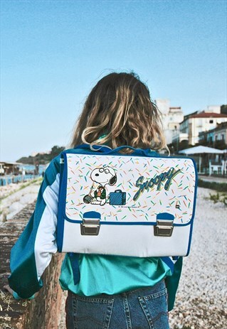 80S VINTAGE NOS SNOOPY PEANUTS BACKPACK SCHOOL BAG