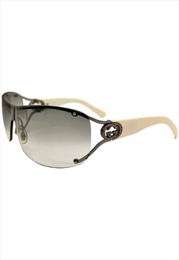 Gucci Sunglasses Rimless Shield Oversized GG Silver Logo 