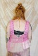 PINK LACE PATCHWORK TOP FAIRY GRUNGE TIERED OVERSIZED L/XL