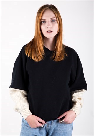 REWORKED VINTAGE ARAN SLEEVE SWEATER