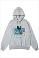 THERMAL PRINT HOODIE HAND PRINT PULLOVER GRUNGE JUMPER GREY
