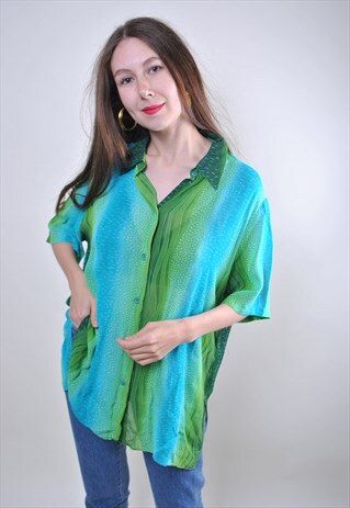 WOMAN VINTAGE STRIPED OVERSIZE MULTICOLOR BLOUSE