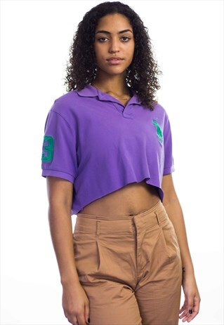 VINTAGE POLO RALPH LAUREN LOGO REWORKED CROP TOP 90S L 6.2