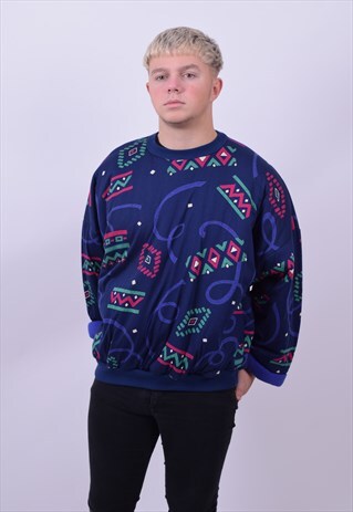 VINTAGE 80'S CRAZY PRINT PADDED SWEATER SIZE LARGE